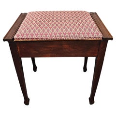 George III Style Mahogany and Upholstered Hinged-Top Stool / Piano Bench