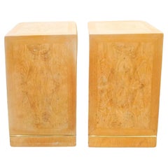 Retro Pair Of Connoisseur By Heritage Burl Maple and Brass Pedestals / Columns