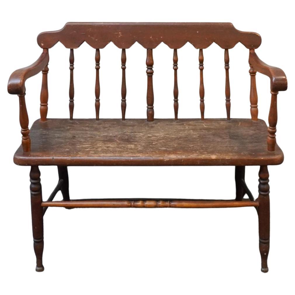 Early American Two Seater Setteee Bench For Sale