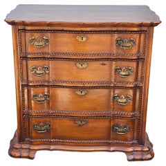 Alfonso Marina Chippendale Style Solid Yew Wood Inlaid Commode Chest of Drawers