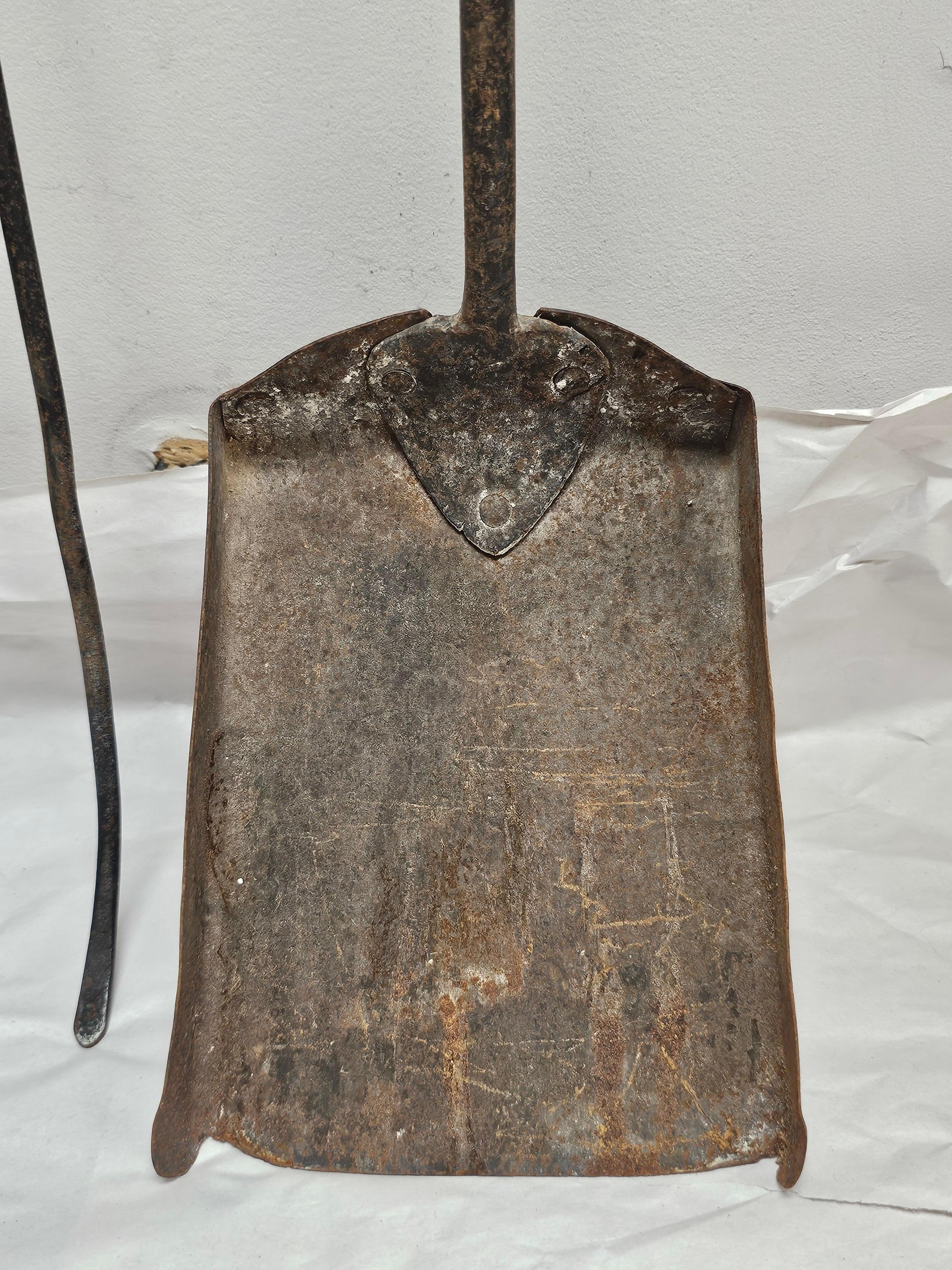 20th Century Set of Three Early American Brass and Iron Fireplace Tools For Sale