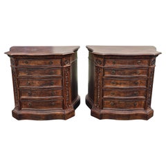 Pair Habersham Biltmore Fruitwood Serpentine Bachelor Chests of Drawers Island