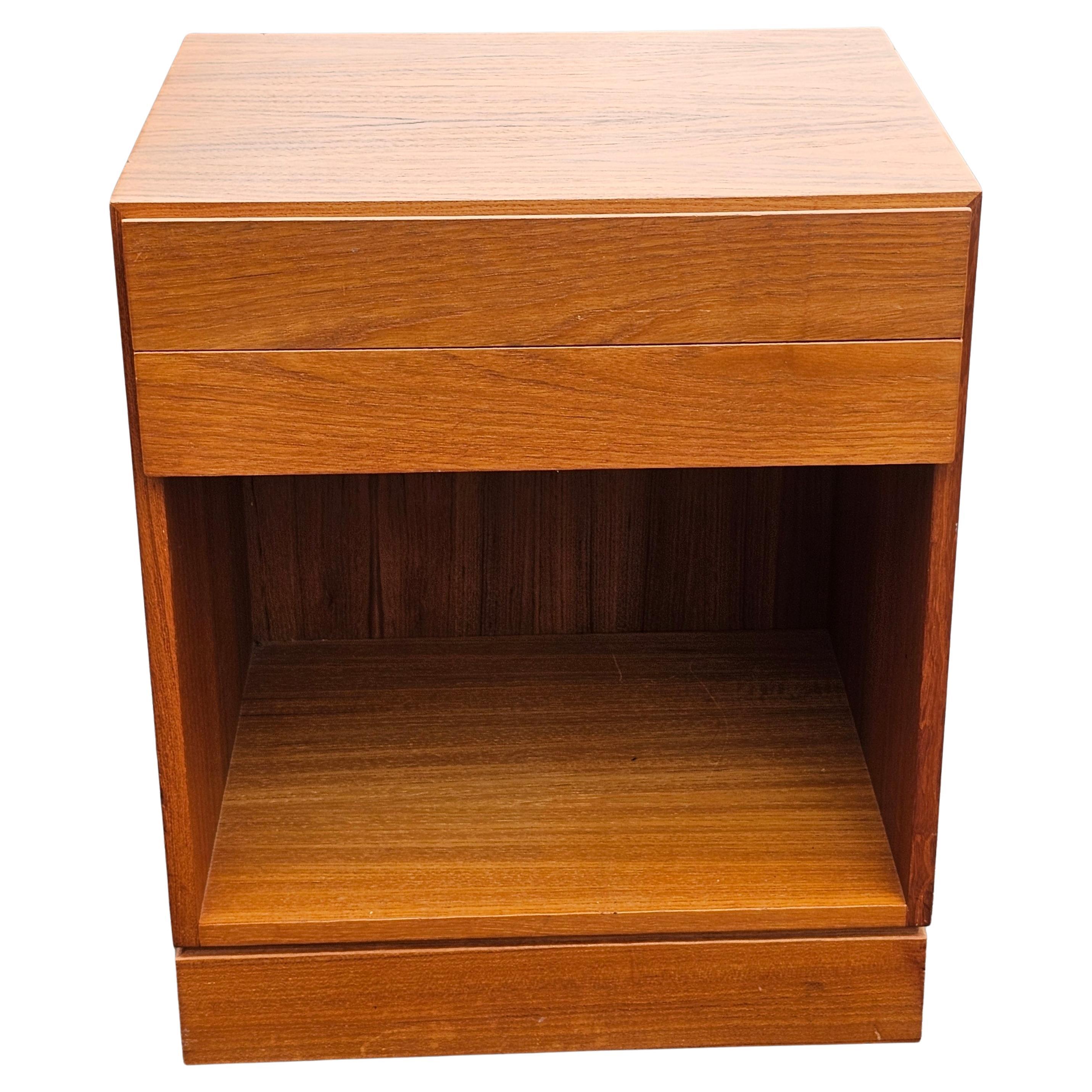 Late 20th Century Danish Modern Teak Double Drawer Bedside Table Nightstand