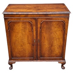 George III Style Crotch Walnut Double Door 4-Drawer Locking Filing Cabinet