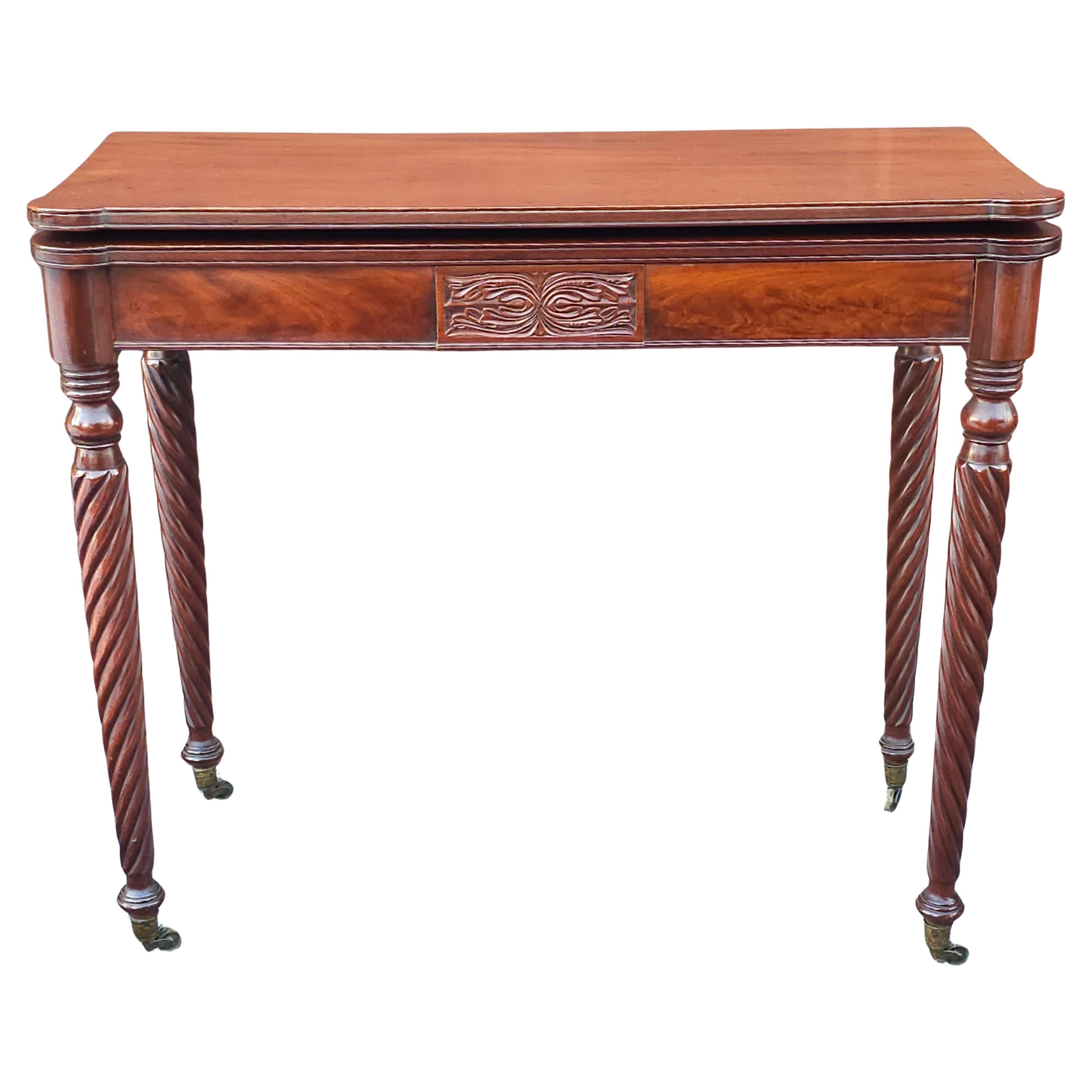 Console de table de jeu à abattant en acajou de style Sheraton du 19e siècle, vers 1830