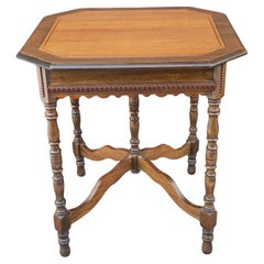Early 20th Century Jacobean Style Banded Walnut Side Table