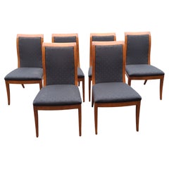 Set of Six Hickory White Maple and Black Upholstered Dining Chairs