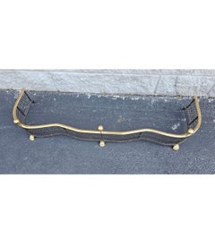 1980s Virginia Metalcrafters Polished Brass and Iron Fireplace Fender