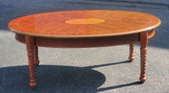 Late 20th Century Bookmatched Mahogany and Satinwood Inlaid Style Coffee Table