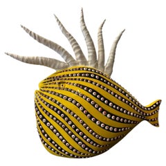 Decorative yellow fish, ceramic centerpiece. Handmade in Italy. Bespoke. 2025