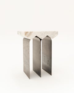 Glacier 02 Contemporary Side Table in Onyx and Steel by Bestia