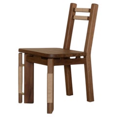 Walnut Dining Chair with Beige Nylon Cord Atara 01