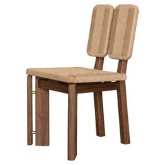 Sedia da pranzo in noce intrecciato con cordoncino in nylon beige Atara 02