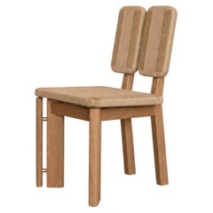 Sedia da pranzo in rovere intrecciato con cordoncino in nylon beige Atara 02