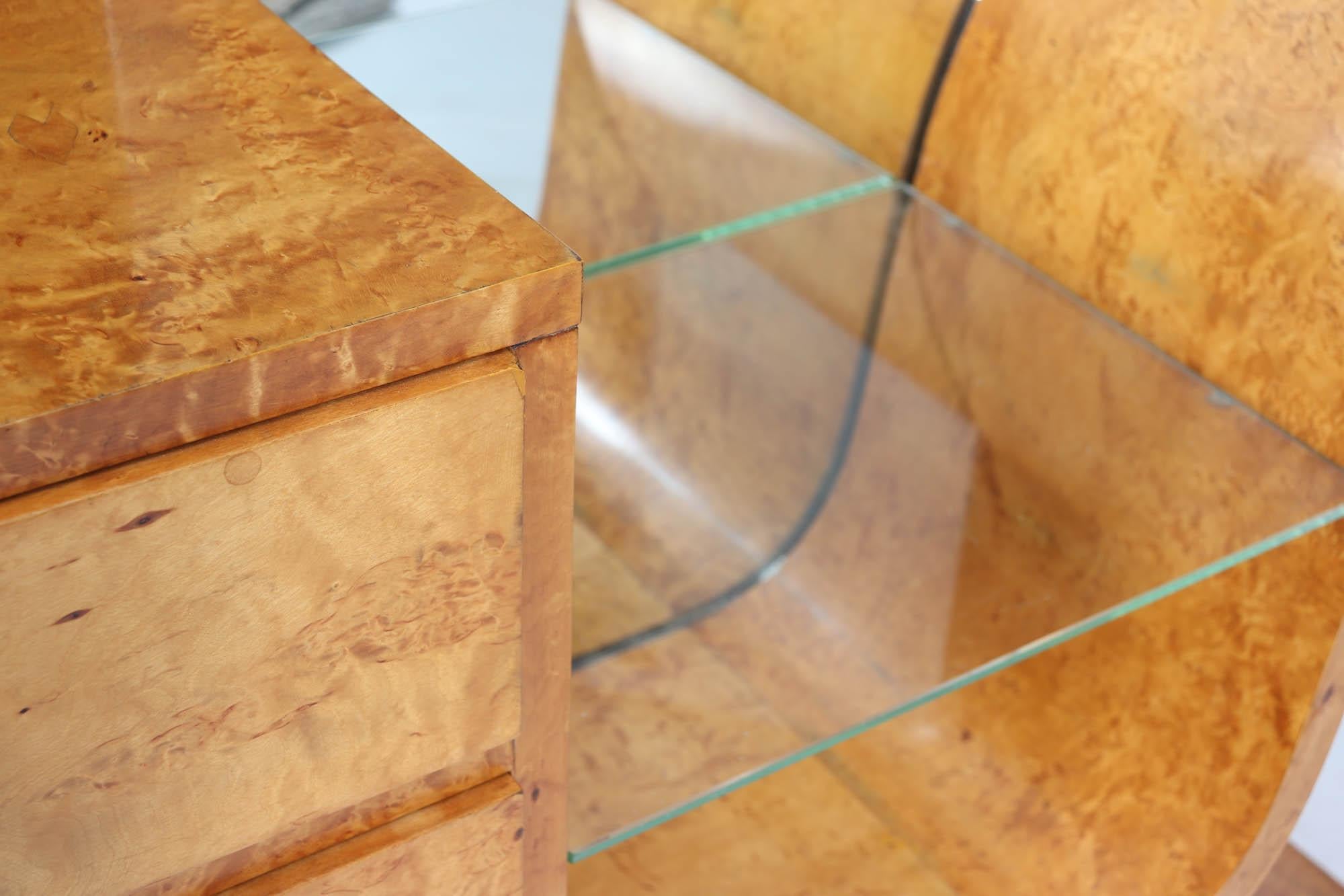 French Art Deco Dressing Table in burr Maple For Sale 12