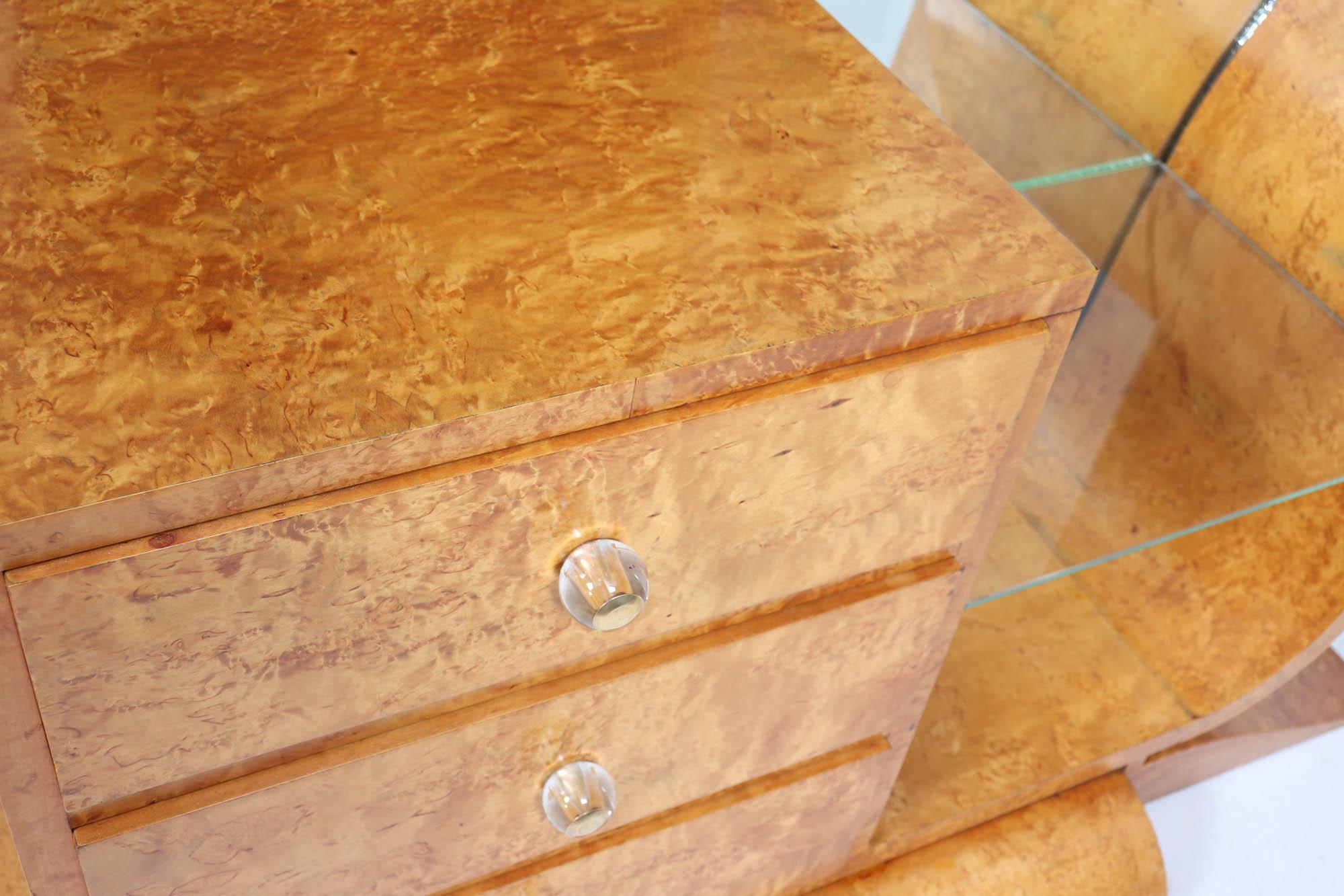 French Art Deco Dressing Table in burr Maple For Sale 11