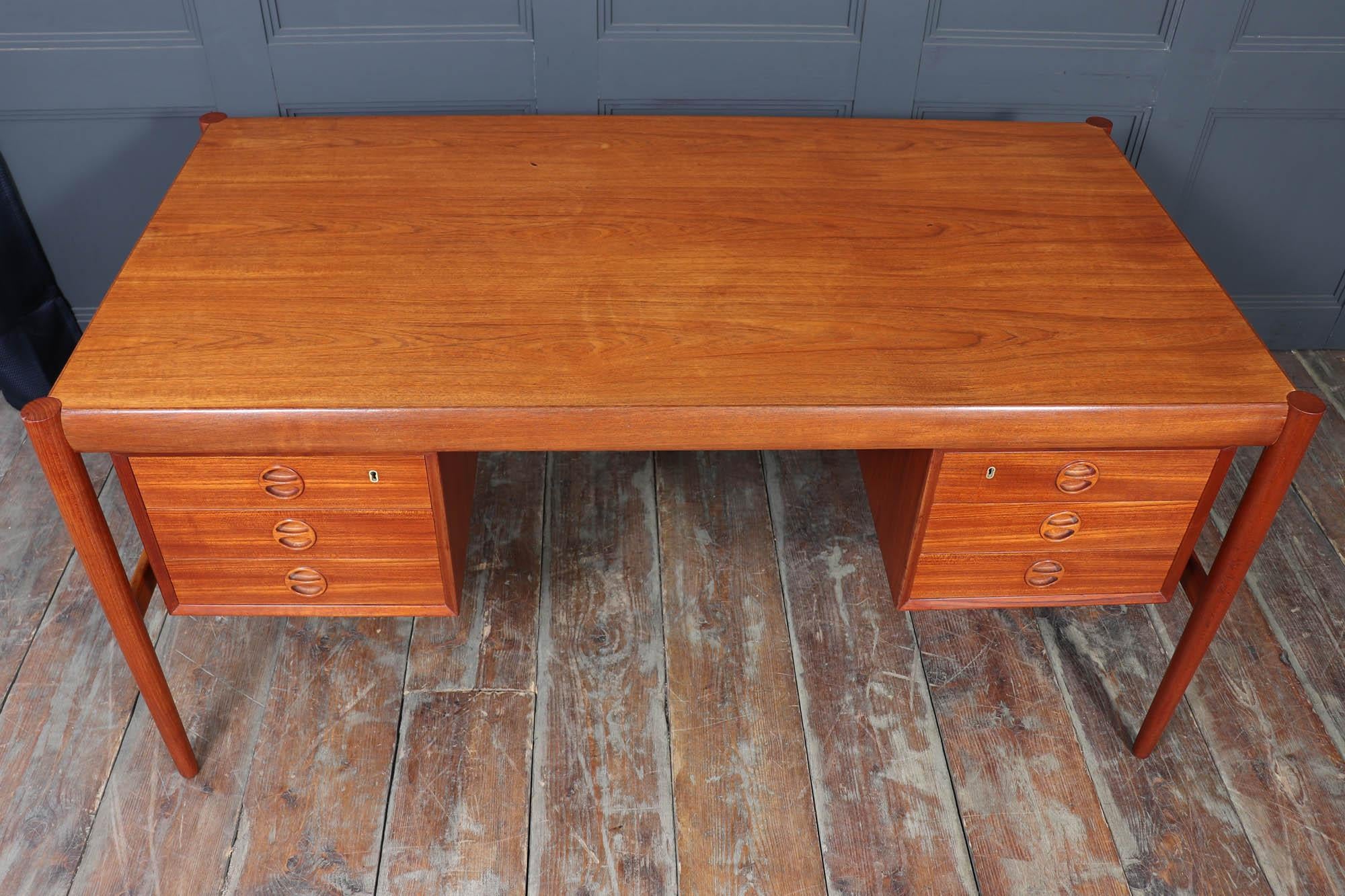 Mid-20th Century Mid-Century Danish Teak Executive Desk, c. 1960s For Sale
