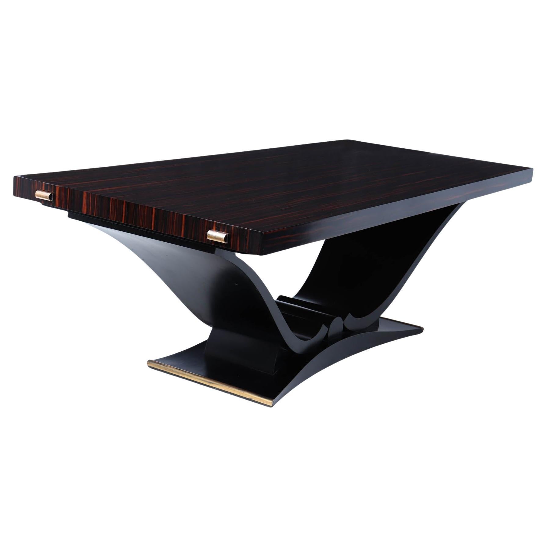 Art Deco Macassar Ebony 14 Seat Dining Table For Sale