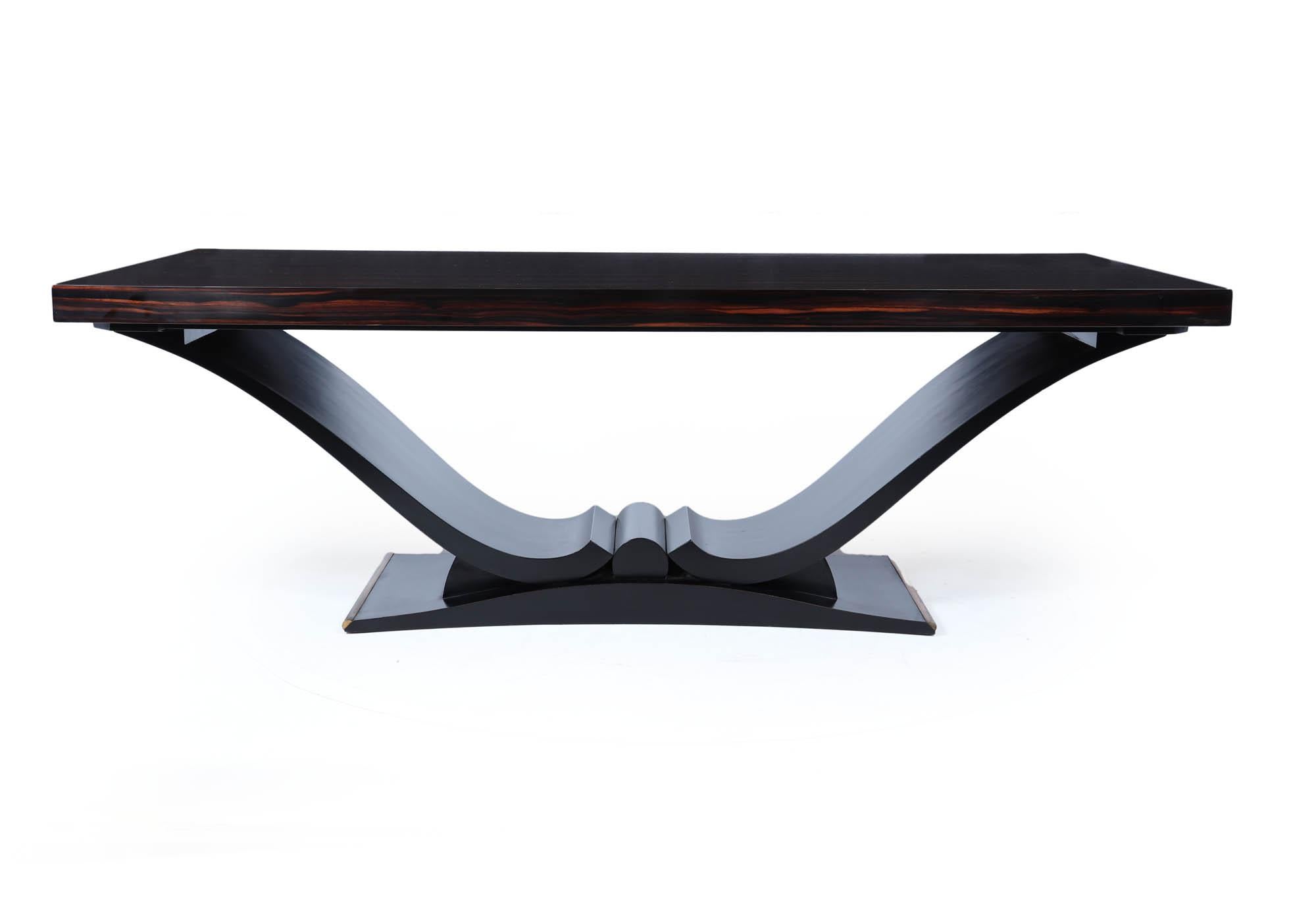 French Art Deco Macassar Ebony 14 Seat Dining Table For Sale