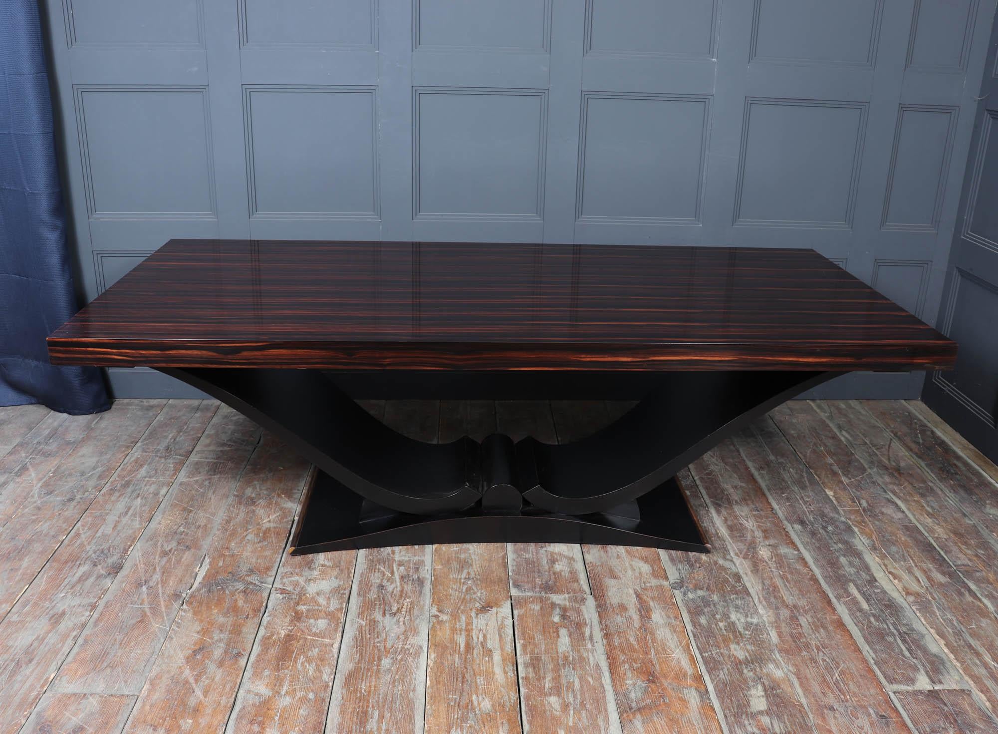 Art Deco Macassar Ebony 14 Seat Dining Table For Sale 1