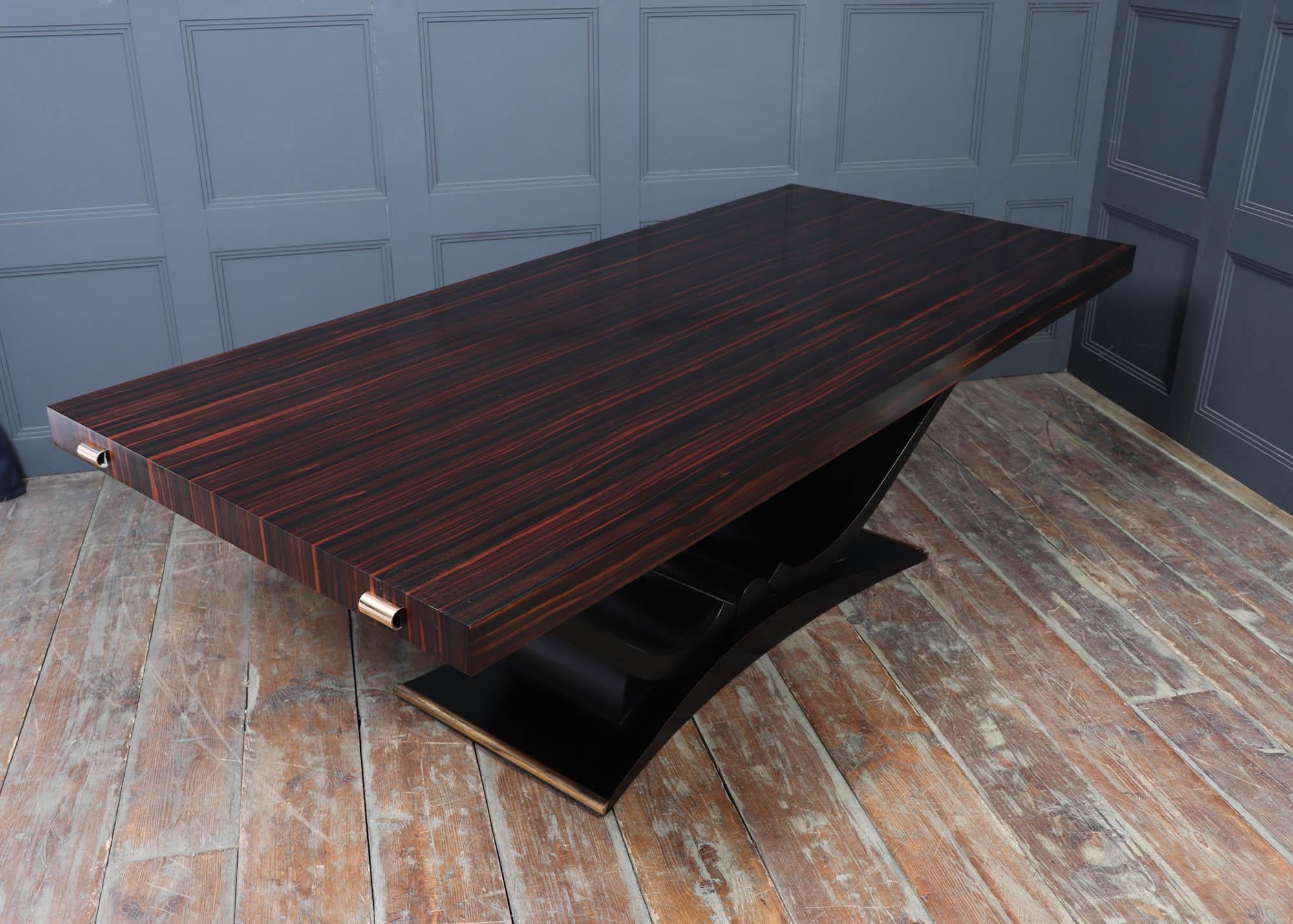 Art Deco Macassar Ebony 14 Seat Dining Table For Sale 6