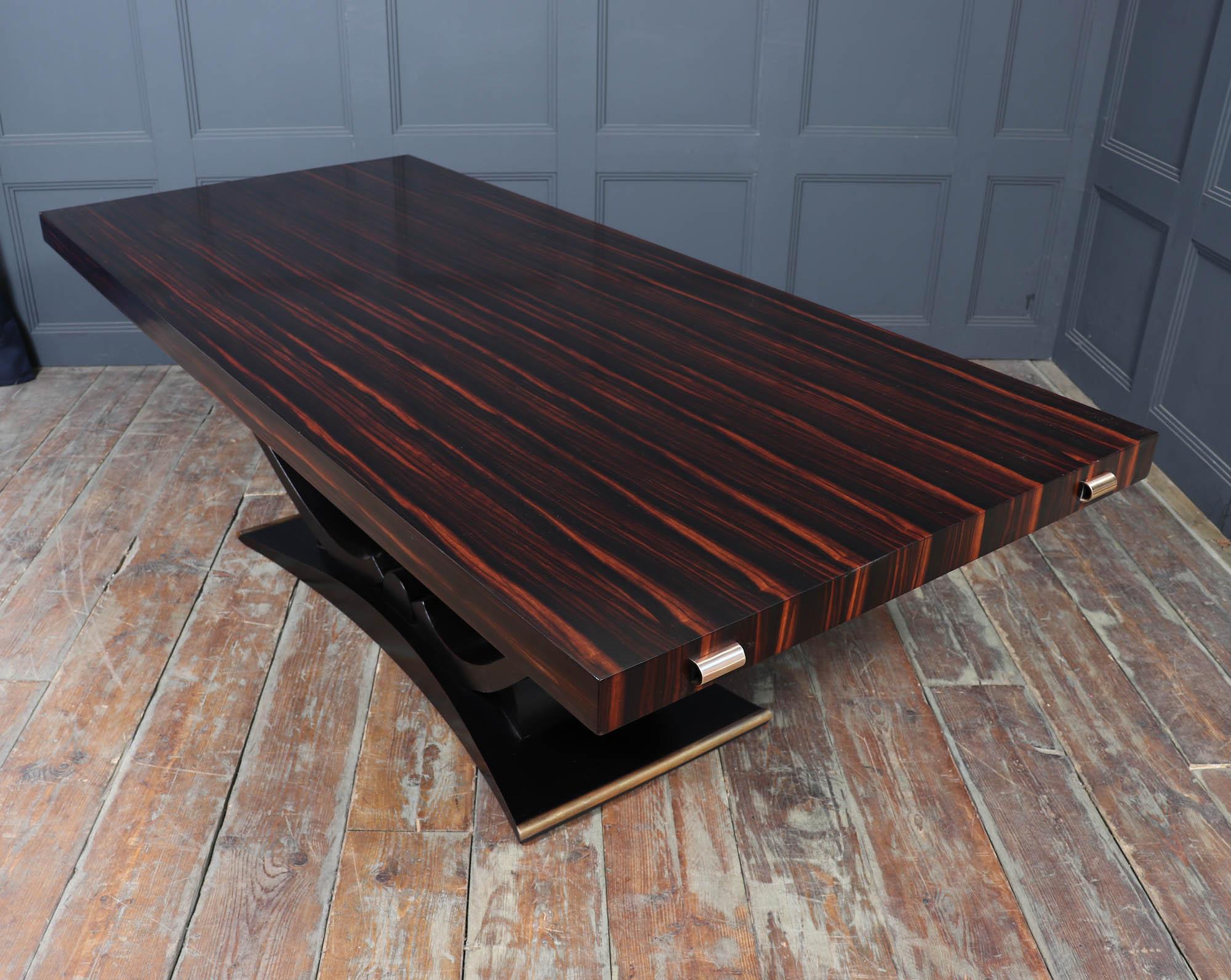Art Deco Macassar Ebony 14 Seat Dining Table For Sale 7