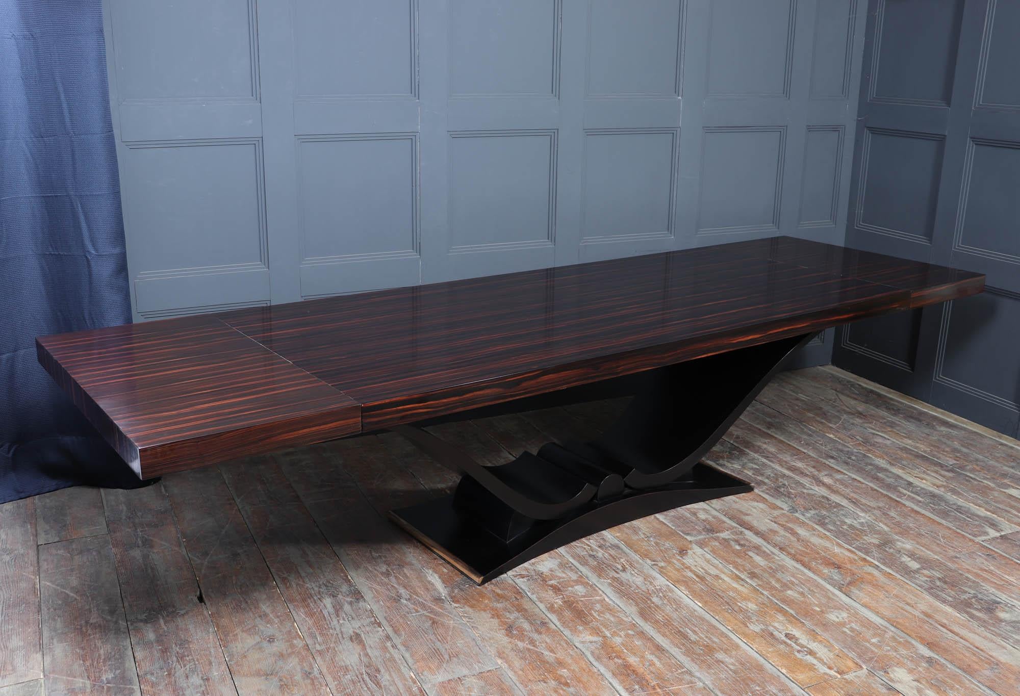 Art Deco Macassar Ebony 14 Seat Dining Table For Sale 13