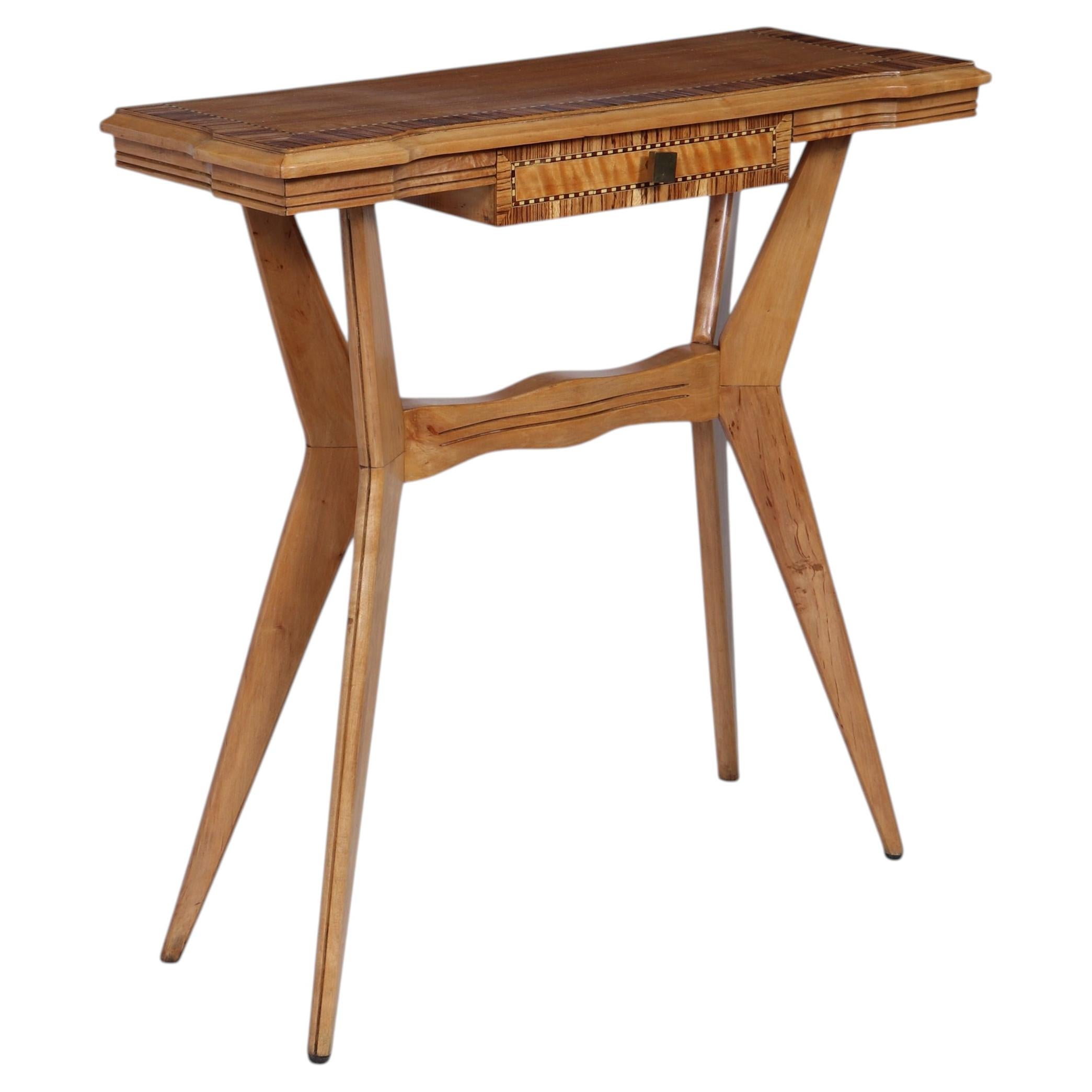Italian Mid-Century Console Table in Chestnut and Zebrano c.1950 For Sale
