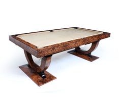 Art Deco Burr Walnut Convertible Pool Dining Table by Sir William Bentley