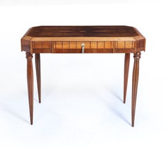 Ladies Art Deco Walnut Writing Table with Satinwood Inlay