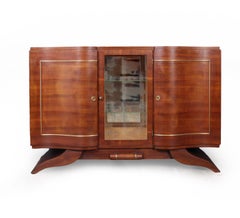 Art Deco Walnut Sideboard with Glazed Display Cabinet