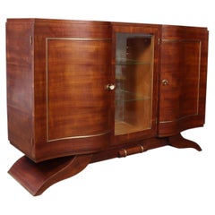 Art Deco Walnut Sideboard with Glazed Display Cabinet