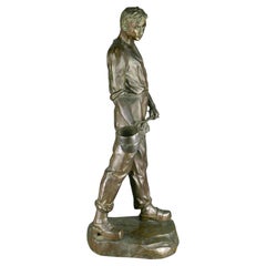 German Bauhaus Wiener Werkstatte B. Grundmann Bronze Statue of a Male Smelter