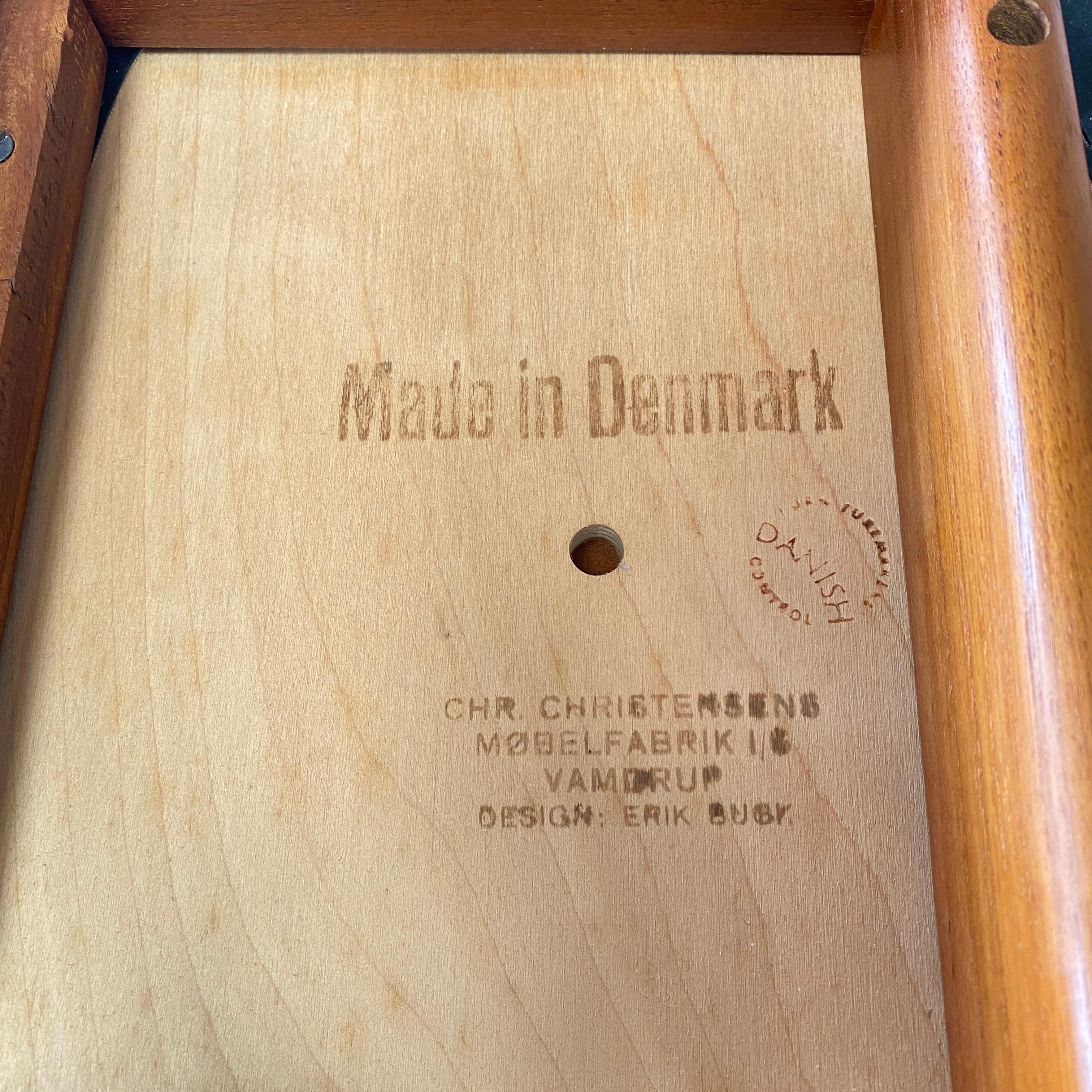 Sgabelli da bar di metà secolo Erik Buch in teak e pelle Danimarca 1960 RARO in vendita 2