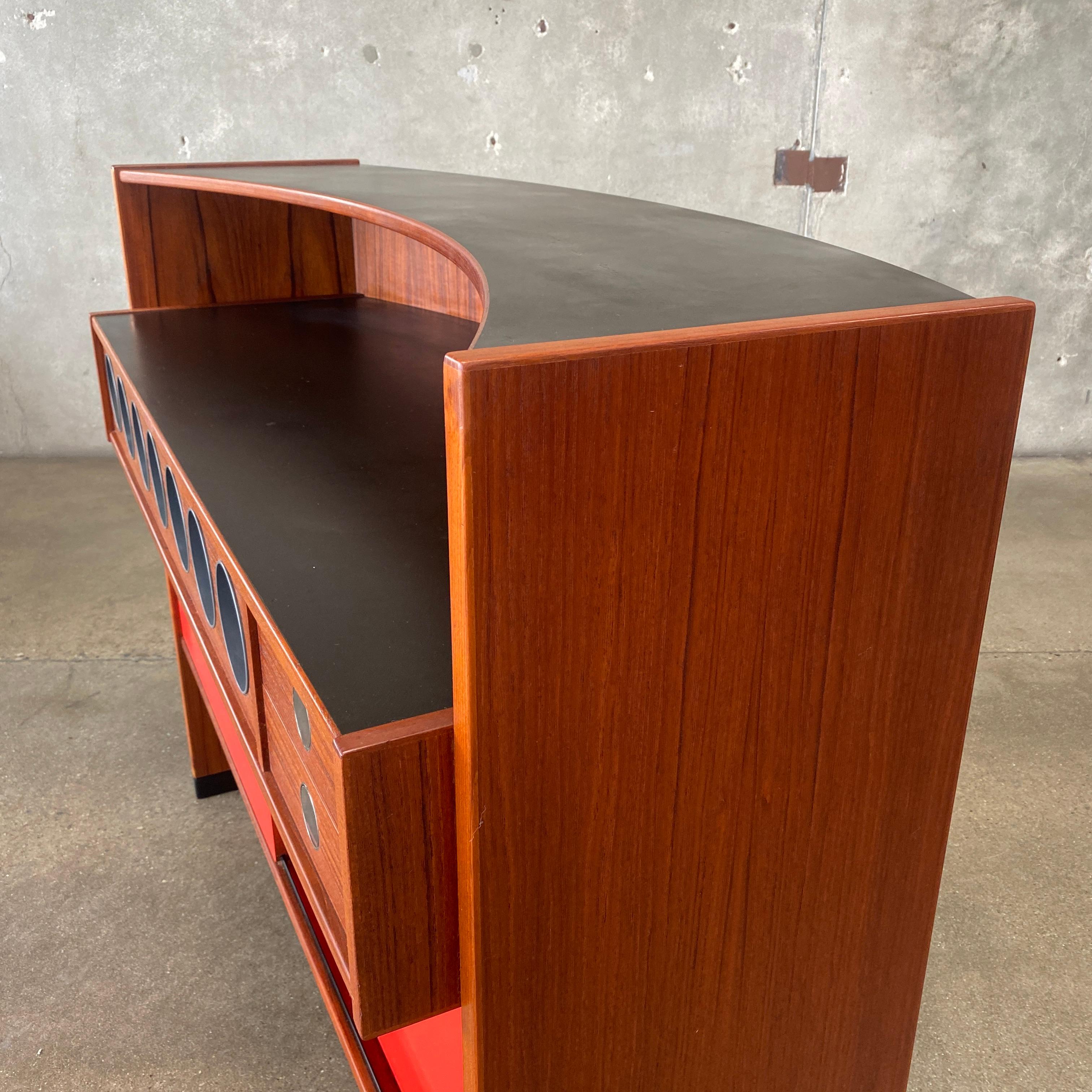 Steel Mid Century Erik Buch Teak Dry Bar for Dyrlund, Denmark 1960s For Sale