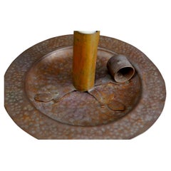 Arts and Crafts Hammered Copper Chamberstick Candleholder, circa 1910