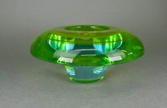 Antonio Da Ros for Cenedese Murano Sommerso Uranium Glass Geode Bowl, 1960s