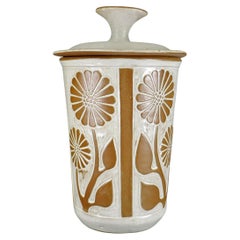 David Stewart Lions Valley Stoneware Mid-Century Ceramic Lidded Sunflower Jar