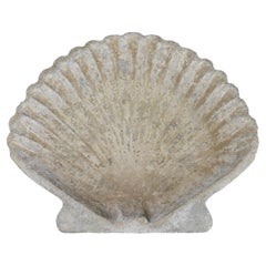 Vintage Cast Stone Scallop Shell Decorative Bowl or Garden Basin, 14" Bird Bath