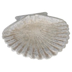 Vintage Cast Stone Scallop Shell Decorative Bowl or Garden Basin, 14" Bird Bath