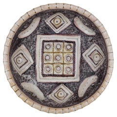 Keramikschale von Guido Gambone im Stil der italienischen Moderne mit geometrischem Muster, 1950er Jahre