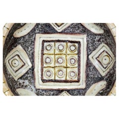 Keramikschale von Guido Gambone im Stil der italienischen Moderne mit geometrischem Muster, 1950er Jahre