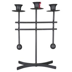 Candelabro a tre bracci in ferro nero in stile Danish Modern di Brødrene Rasmussen, metà del secolo scorso