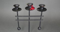 Candelabro a tre bracci in ferro nero in stile Danish Modern di Brødrene Rasmussen, metà del secolo scorso