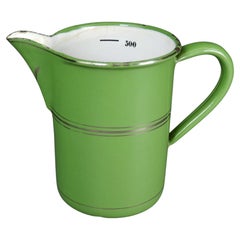 Vintage Dutch Apple Green Enamelware 500ml Graduated Measuring Jug, circa 1930