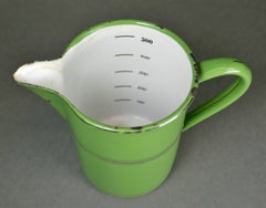 Vintage Dutch Apple Green Enamelware 500ml Graduated Measuring Jug, circa 1930