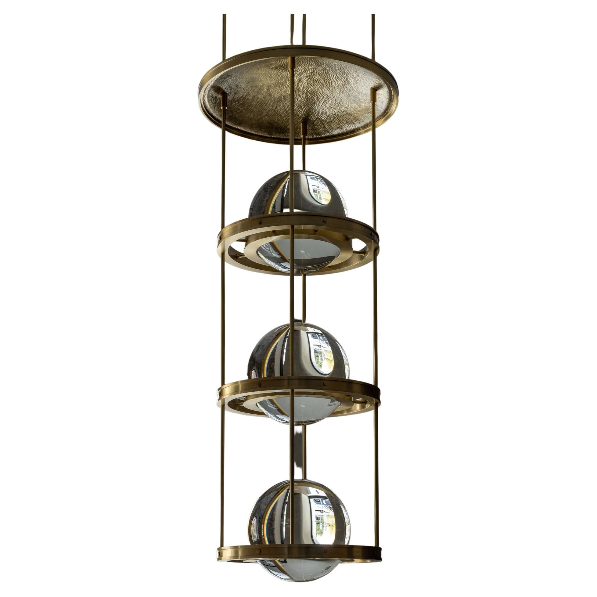 Miessa Small Vertical Chandelier for High-Ceiling Space with Art-Deco Vibe For Sale