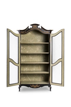 18th Century Hand-Painted Venetian Style Black & Green Padua Armoire