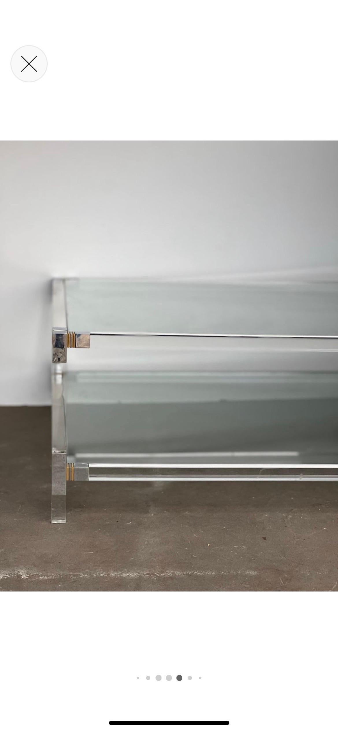 Mid-Century Modern Brass, Chrome and Lucite Italian Coffee Table For Sale 4