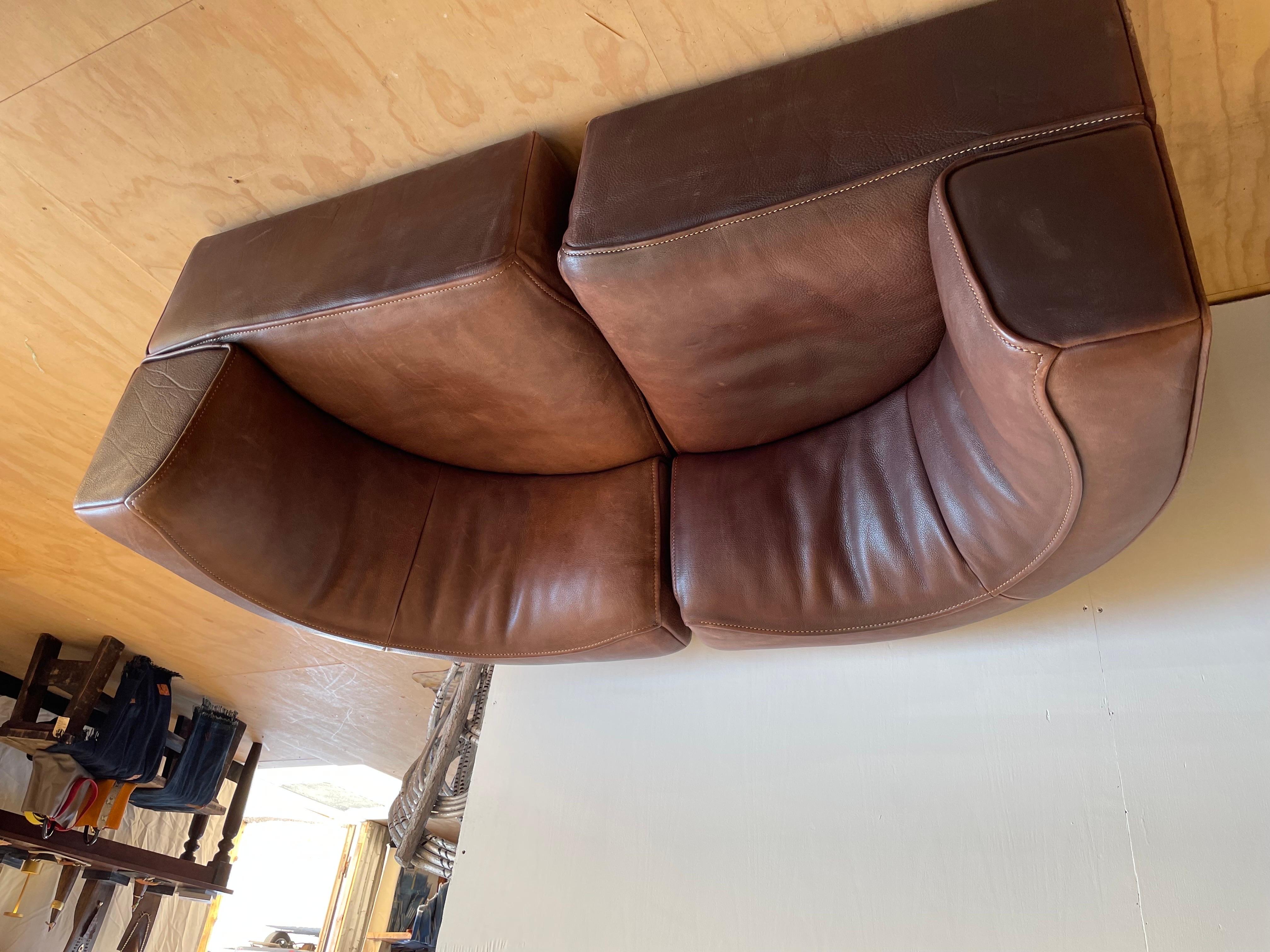 Mid-Century Modern De Sede DS15 Rare Modular Buffalo Hide Leather Sofa